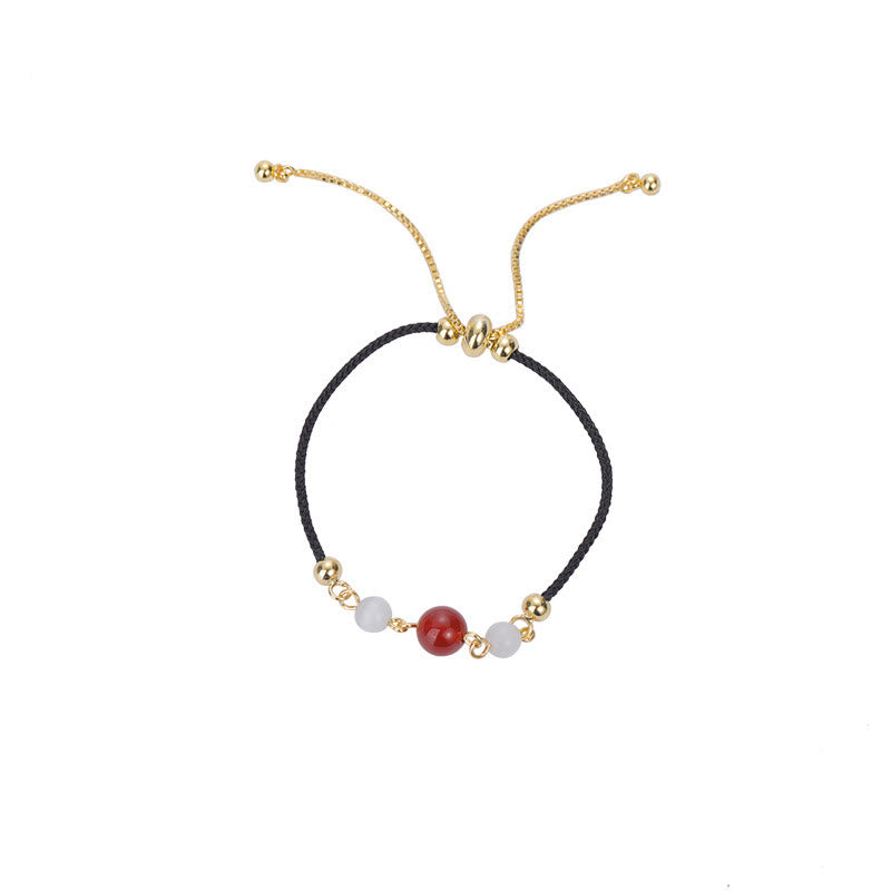 Buddha Stones Red Agat Cat Eye Braided String Confidence - image 8