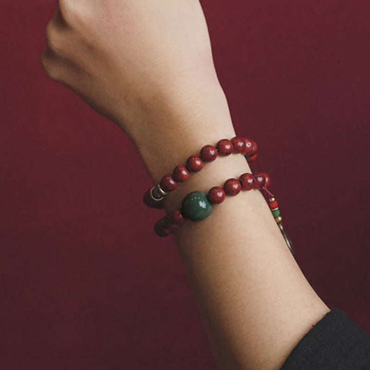 Bransoletka Bodhi Seed Cyan Jade Copper Peace Luck