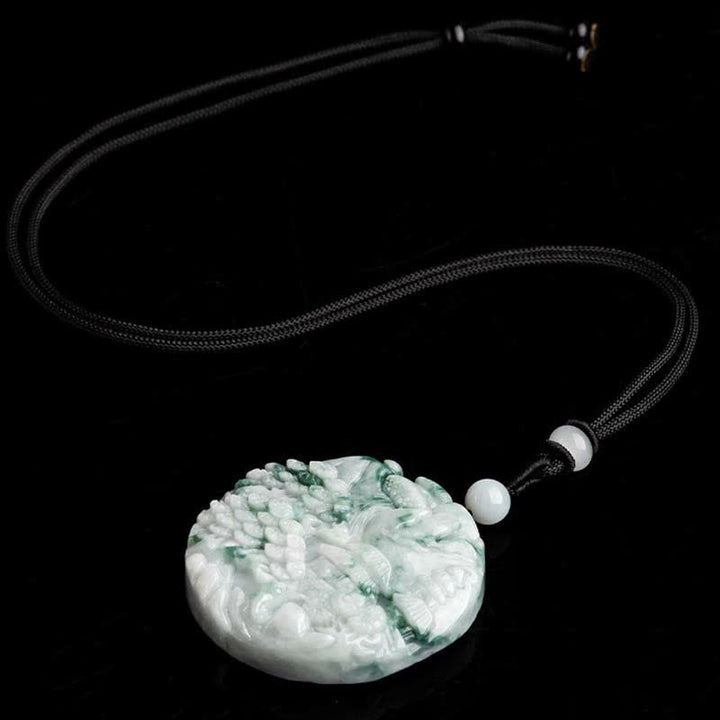 Naszyjnik z Buddha Stones z jadeitu i krajobrazu górskiego