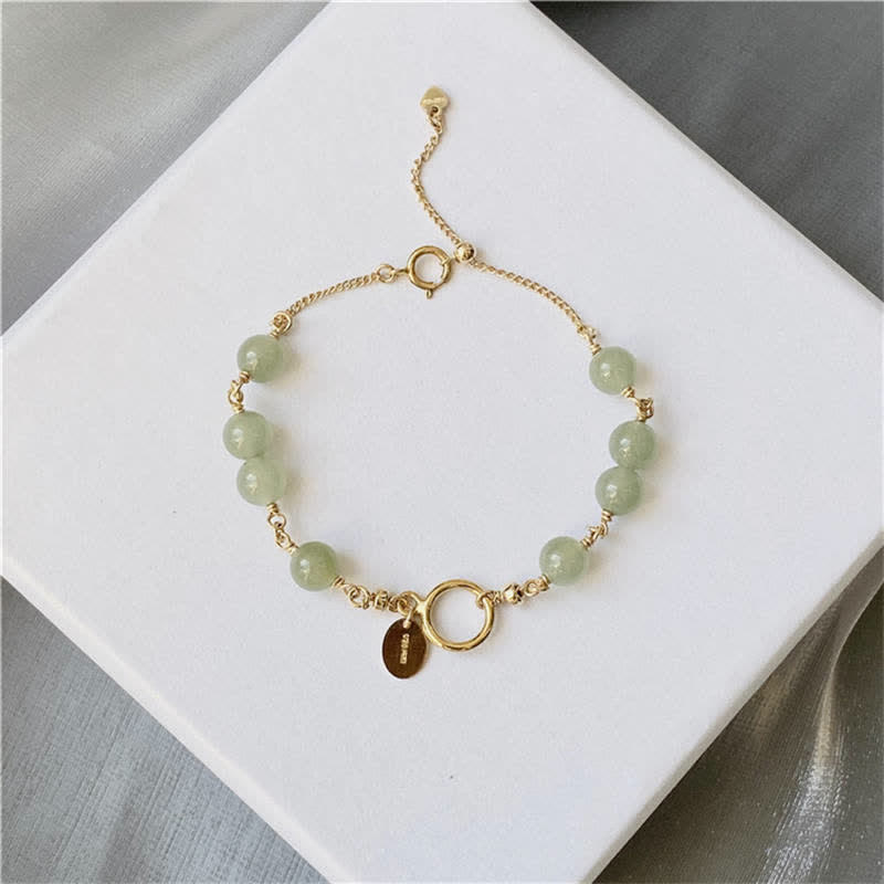 Buddha Stones Unikalny Naturalny Hetian Jade 14K Złoty wypełniony Szczęściem Bransoletka Koralikowa