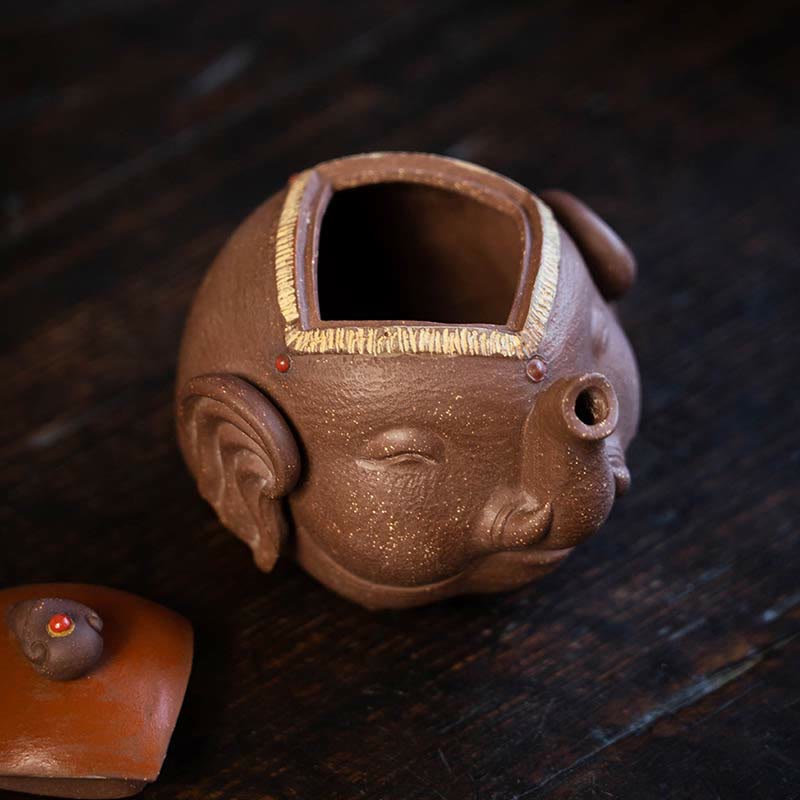 Buddha Stones Uroczy Słoń Pomyślne Chmury Fioletowa Glina Ceramiczny Czajnik