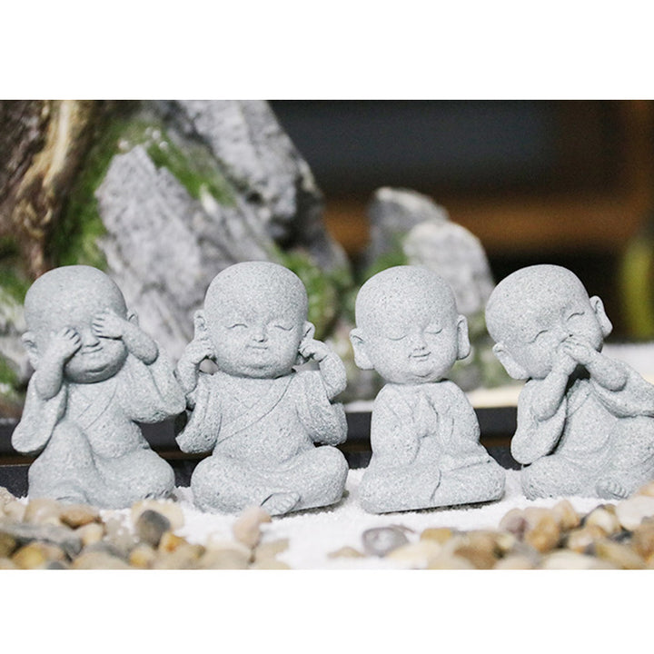 Buddha Stones Medytacja Modlitwa Mnich Statua Buddy Spokój Dekoracja Domu - image 18