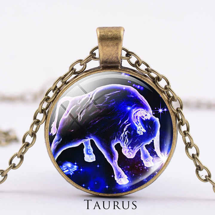 12 konstelacji zodiaku Księżyc Gwiaździste niebo Ochrona Błogosławieństwo Naszyjnik Wisiorek