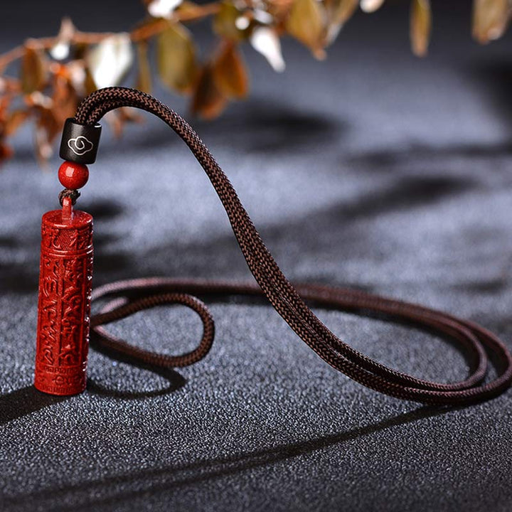 Buddha Stones Tybetański Cynober Mantra Koncentracja Naszyjnik Sznurkowy
