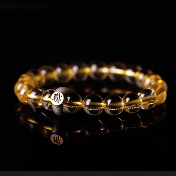 Bransoletka ochronna ze srebra próby 925 z chińskim znakiem zodiaku Natal Buddha i cytrynem
