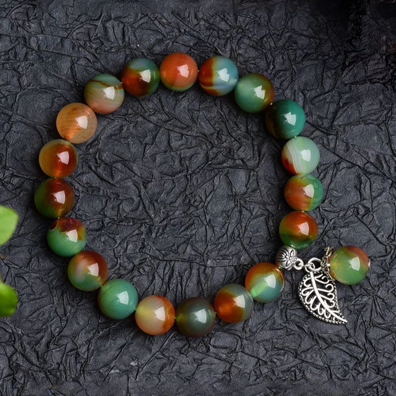 Bransoletka lecznicza z naturalnego zielonego agatu z Buddha Stones