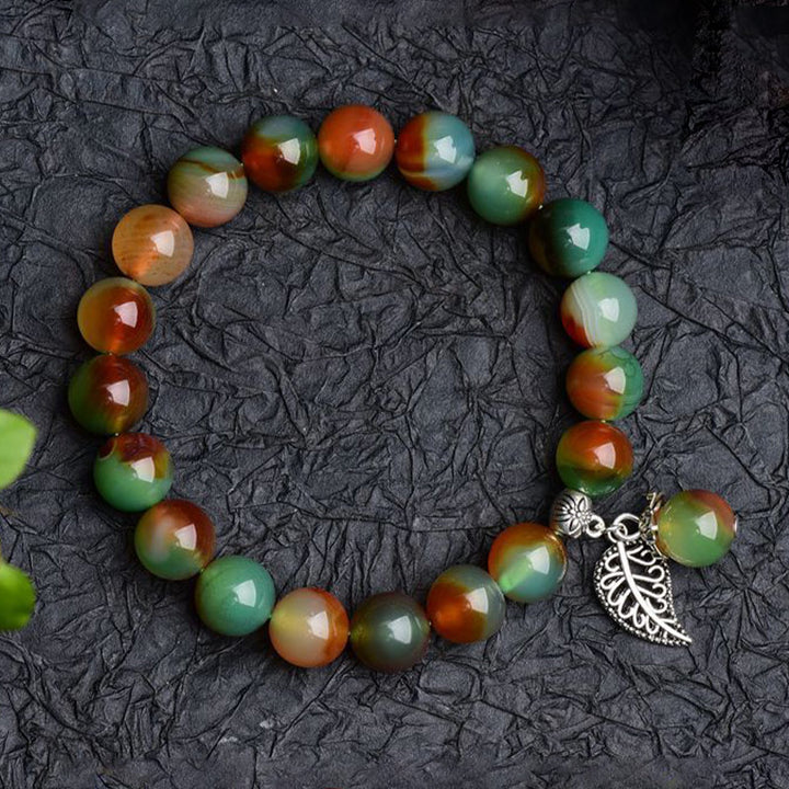 Bransoletka lecznicza z naturalnego zielonego agatu z Buddha Stones