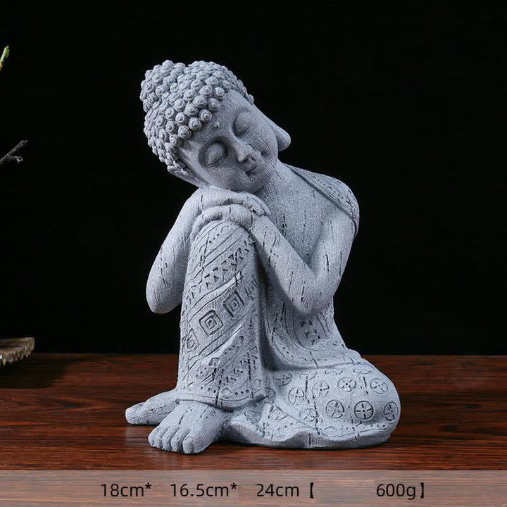 Buddha Stones Tybetański Medytujący Budda Spokój Żywica Dekoracja Statuetki