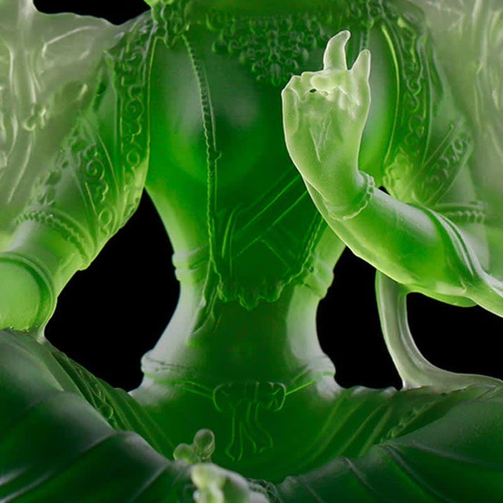 Buddha Stones Bodhisattwa Zielona Tara Ręcznie Robione Liuli Kryształowe Dzieło Sztuki Ochrona Domu Biuro Statua Dekoracja