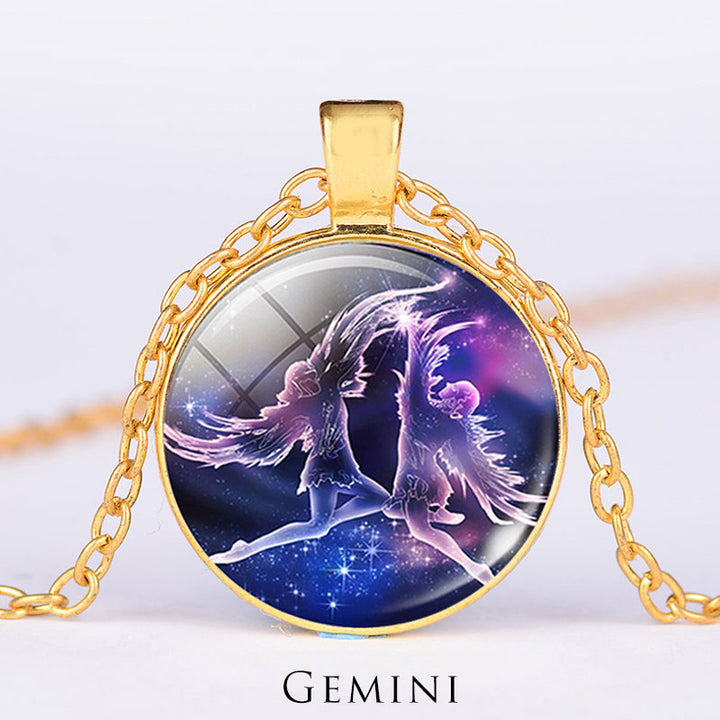 12 konstelacji zodiaku Księżyc Gwiaździste niebo Ochrona Błogosławieństwo Naszyjnik Wisiorek