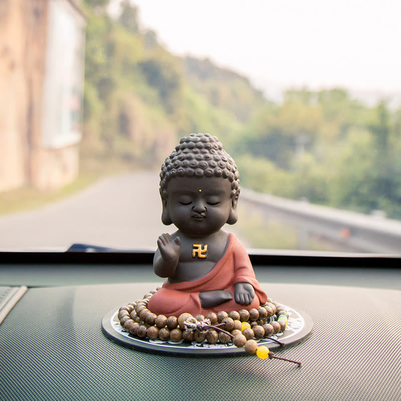 Buddha Stones Mały Budda Spokój Fioletowa Glina Dekoracja Biurka Domowego