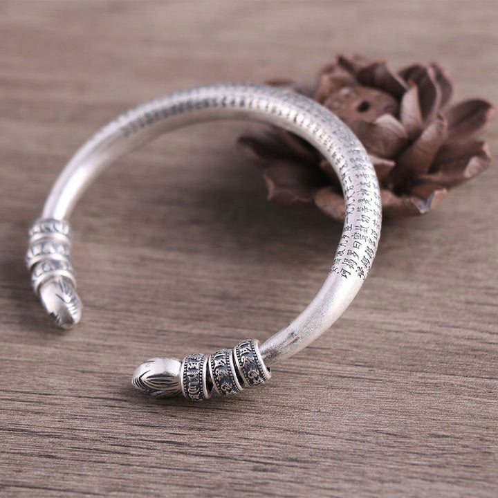 Buddha Stones 999 Srebro Sterlingowe Sutra Serca Om Mani Padme Hum Grawerowana Bransoletka Czystości Pokoju - image 2