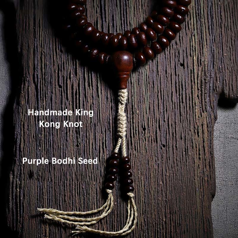 Buddha Stones Naturalne Tybet 108 Mala Koraliki Fioletowe Nasiona Bodhi Trójoki Koralik Dzi Miedziana Bransoletka Harmonii Dorje