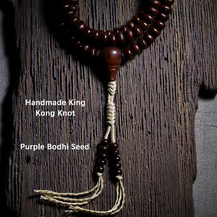 Buddha Stones Naturalne Tybet 108 Mala Koraliki Fioletowe Nasiona Bodhi Trójoki Koralik Dzi Miedziana Bransoletka Harmonii Dorje