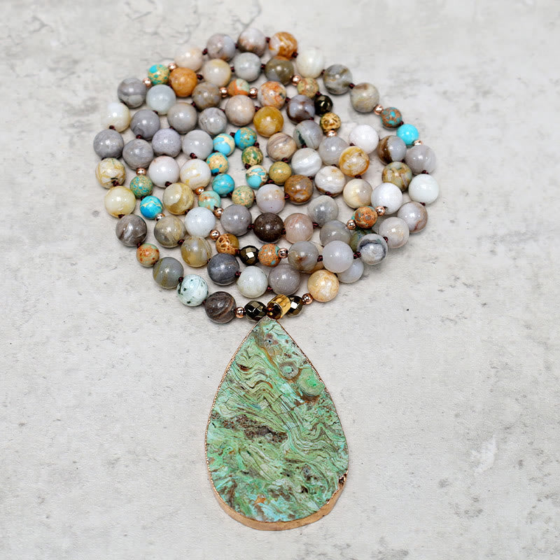 Buddha Stones Naturalny Ocean Picasso Jasper Koralikowy Naszyjnik Uzdrawiający