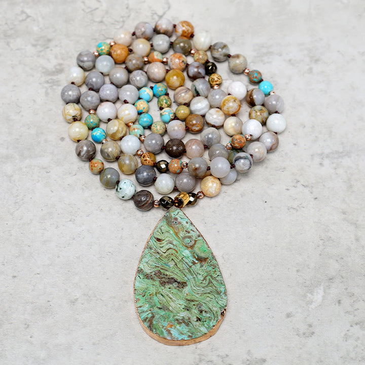 Buddha Stones Naturalny Ocean Picasso Jasper Koralikowy Naszyjnik Uzdrawiający