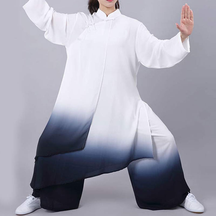 Buddha Stones Gradient Malowanie Medytacja Modlitwa Duchowy Zen Tai Chi Qigong Praktyka Unisex Zestaw Ubrań - image 2