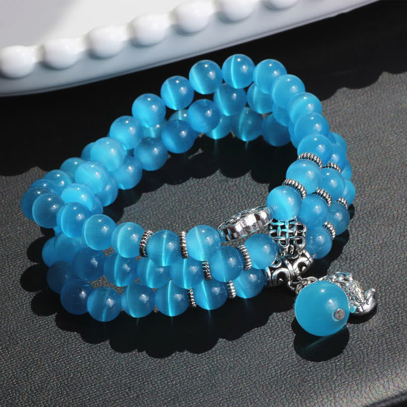 Bransoletka z potrójnym owinięciem w kocie oko PiXiu z Buddha Stones