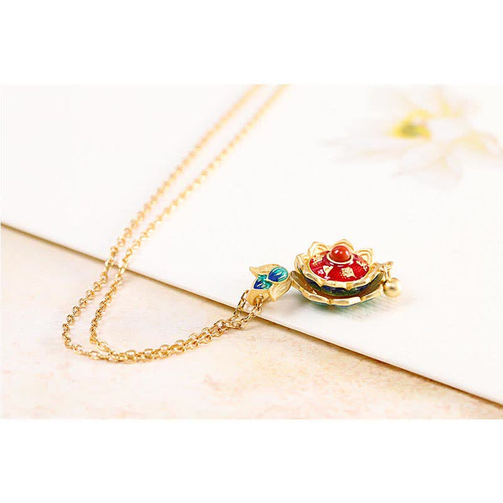 Naszyjnik z wisiorkiem z czerwonego agatu i koła modlitewnego z tybetańskiego srebra próby 925 - image 9