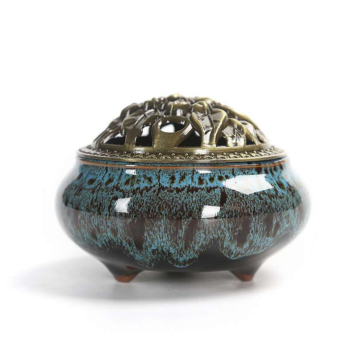 Kolorowy ceramiczny palnik kadzidełkowy z Buddha Stones