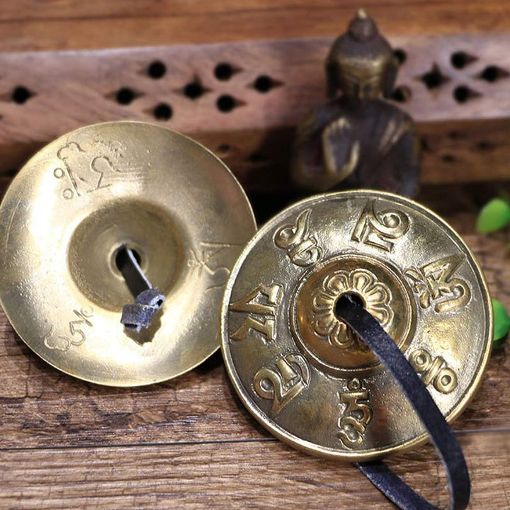 Buddha Stones Tybetański Dzwon Tingsha Sześć Prawdziwych Słów Smok Miedziana Równowaga Dekoracja Z Torbą