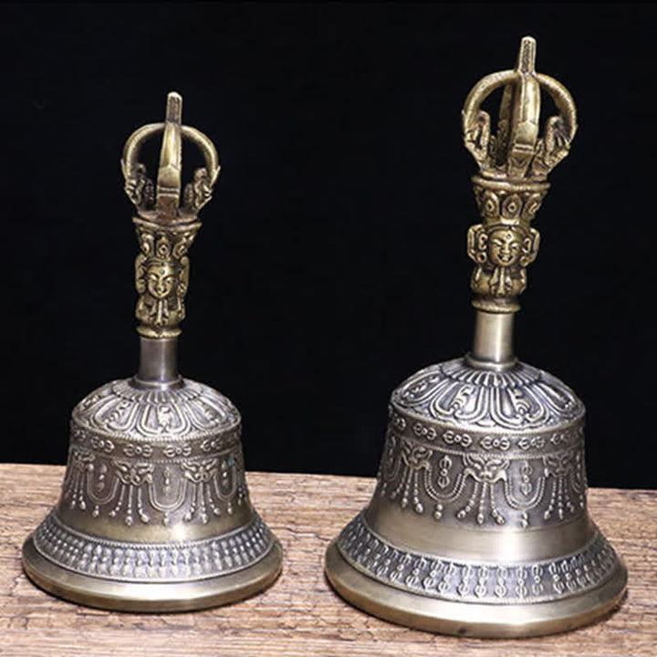 Buddha Stones Tybetański Dzwon Medytacyjny i Wadżra Dorje Miedziany Zestaw Dekoracji Oświecenia
