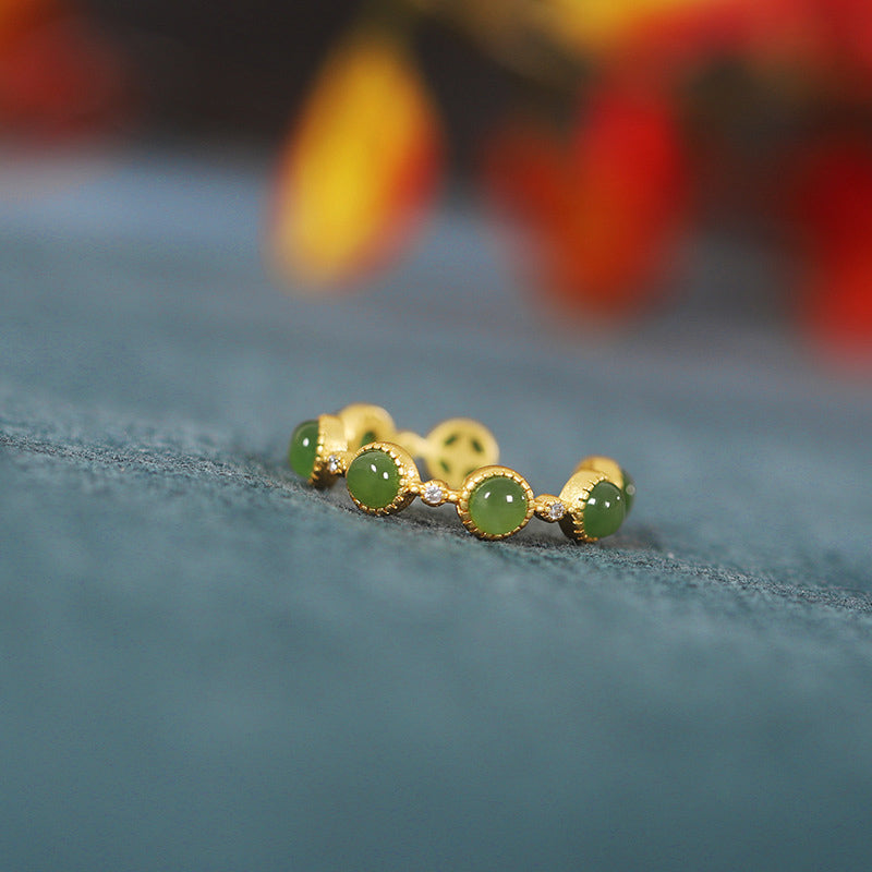 Pierścionek regulowany Buddha Stones Cyan Jade Healing Calm - image 9