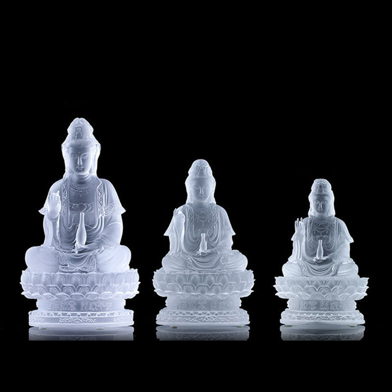 Buddha Stones Kwan Yin Awalokiteśwara Ręcznie robiona figurka Liuli Kryształowe dzieło sztuki Statua bogactwa Ofiara domowa Dekoracja