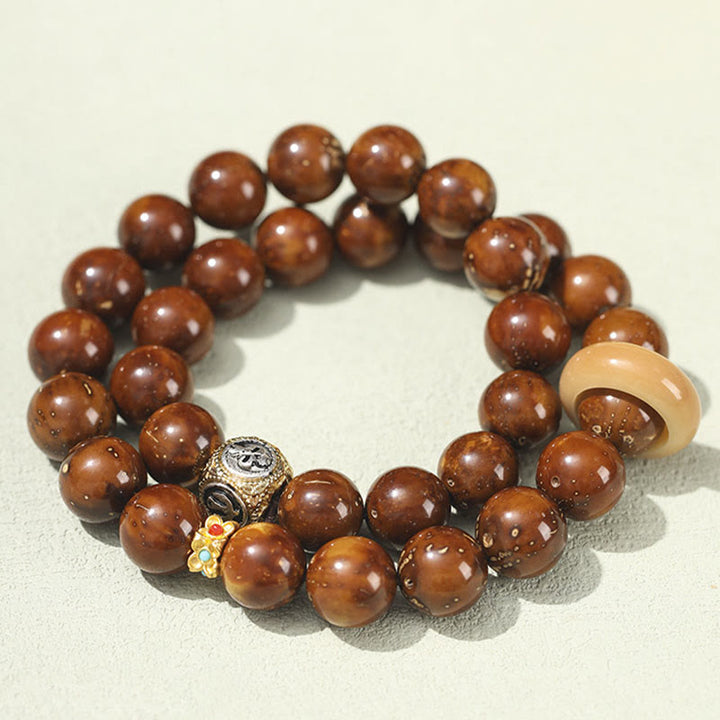 Buddha Stones Tybetańskie Naturalne Fioletowe Złoto Szczur Bodhi Nasiona Bogactwa Bransoletka Podwójnie Owijana