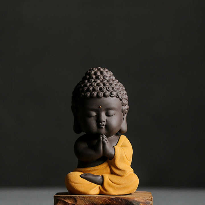 Buddha Stones Mały Budda Spokój Fioletowa Glina Dekoracja Biurka Domowego