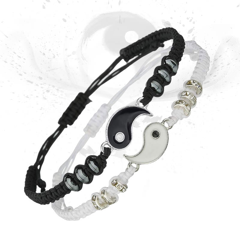 Buddha Stones 2szt Yin Yang Hematyt Bransoletka dla Par - Yin Yang (2 szt.) - image 0