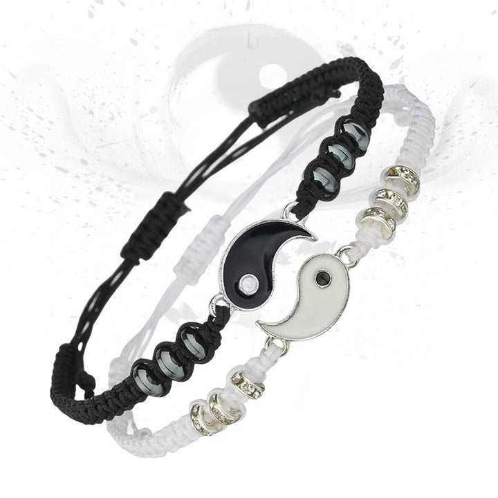 Buddha Stones 2szt Yin Yang Hematyt Bransoletka dla Par - Yin Yang (2 szt.) - image 0