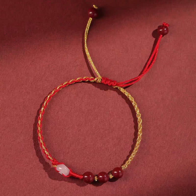 Bransoletka z zapięciem Peace Buckle z Buddha Stones Natural Cinnabar Jade