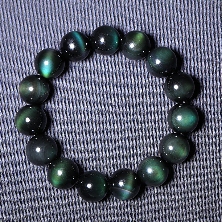 Bransoletka z naturalnego zielonego oka obsydianu z Buddha Stones
