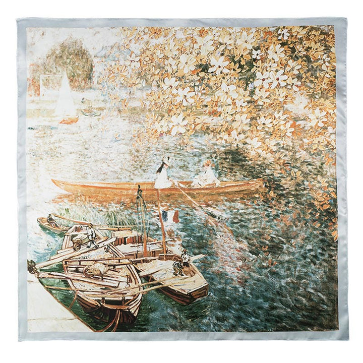 Kamienie Buddha Stones Dżungla Olej Malarstwo Pomyślne Chmury 100% Jedwabny Szalik Morwowy Premium Grade 6A Dwustronny Jedwabny Szalik na Szyję - image 17