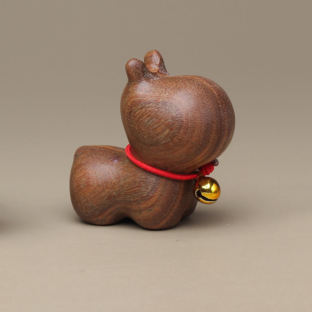 Buddha Stones drzewo sandałowe Małe liście Czerwone drzewo sandałowe Słodkie zwierzęta koty Uspokajający spokój Dekoracja - Hipopotam z zielonego drzewa sandałowego - image 23