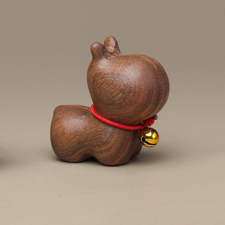 Buddha Stones drzewo sandałowe Małe liście Czerwone drzewo sandałowe Słodkie zwierzęta koty Uspokajający spokój Dekoracja - Hipopotam z zielonego drzewa sandałowego - image 23