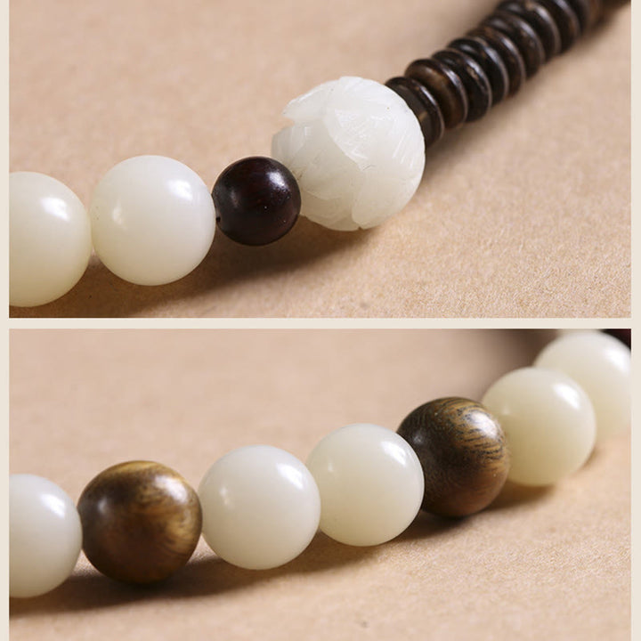 Bransoletka Buddha Stones Bodhi Seed Green Sandalwood Lotus Peace Buckle Harmony Double Wrap