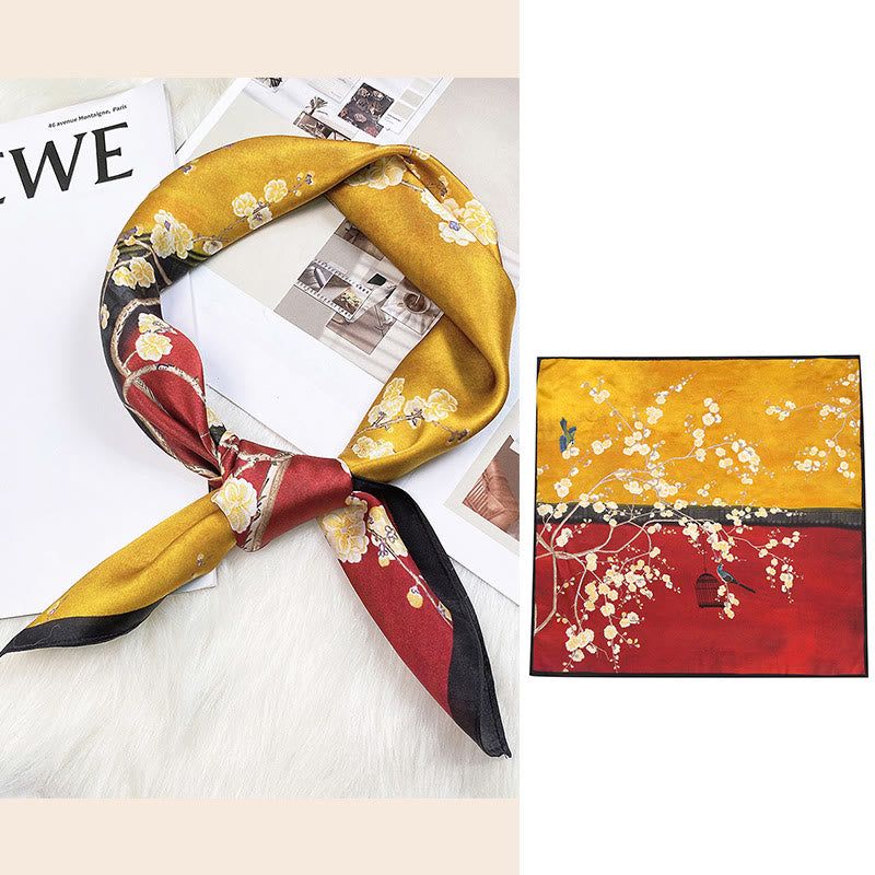 Buddha Stones Scena pasterska Balon na gorące powietrze Wiosenne kwiaty 100% jedwabiu morwowego Chusta na szyję - Wiosenny krajobraz Zakazanego Miasta - image 26