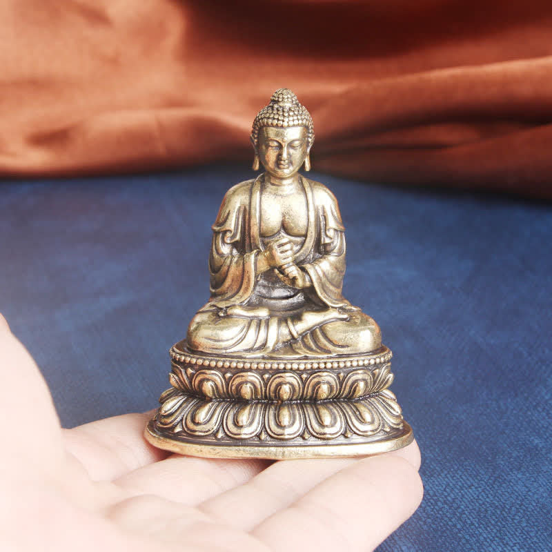 Tathagata Buddha Spokój Miedziana Statuetka Dekoracja - image 5