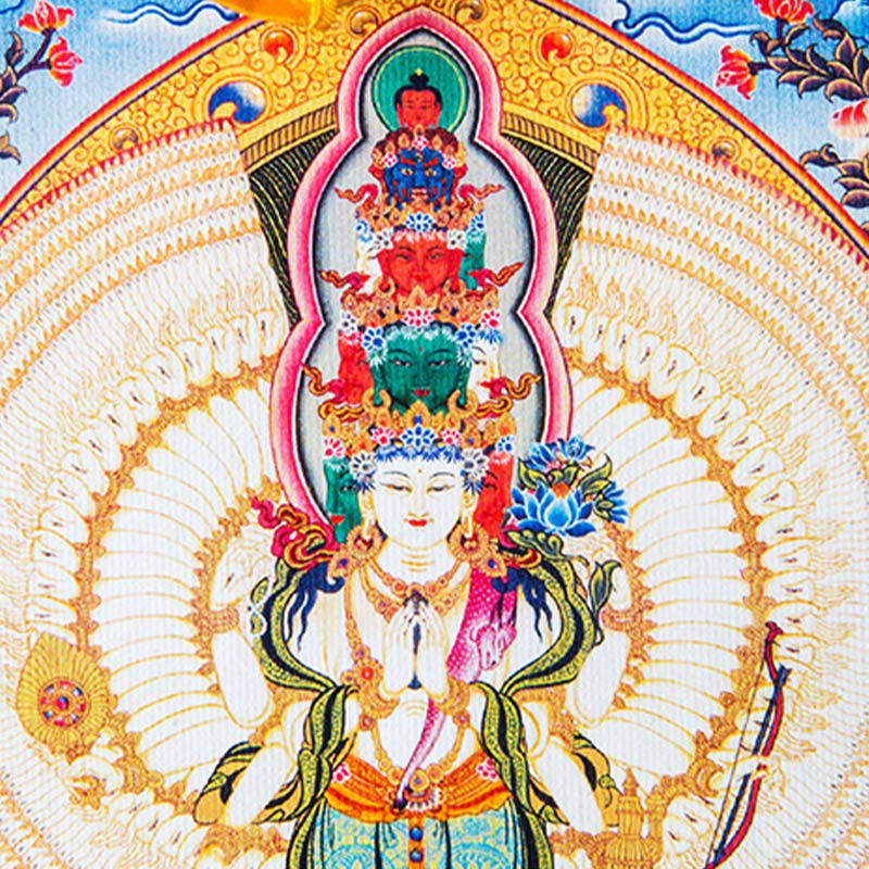 Buddha Stones Tybetańskie Tysiącręki Awalokiteśwara Oprawione Thangka Błogosławieństwo Dekoracja - image 10
