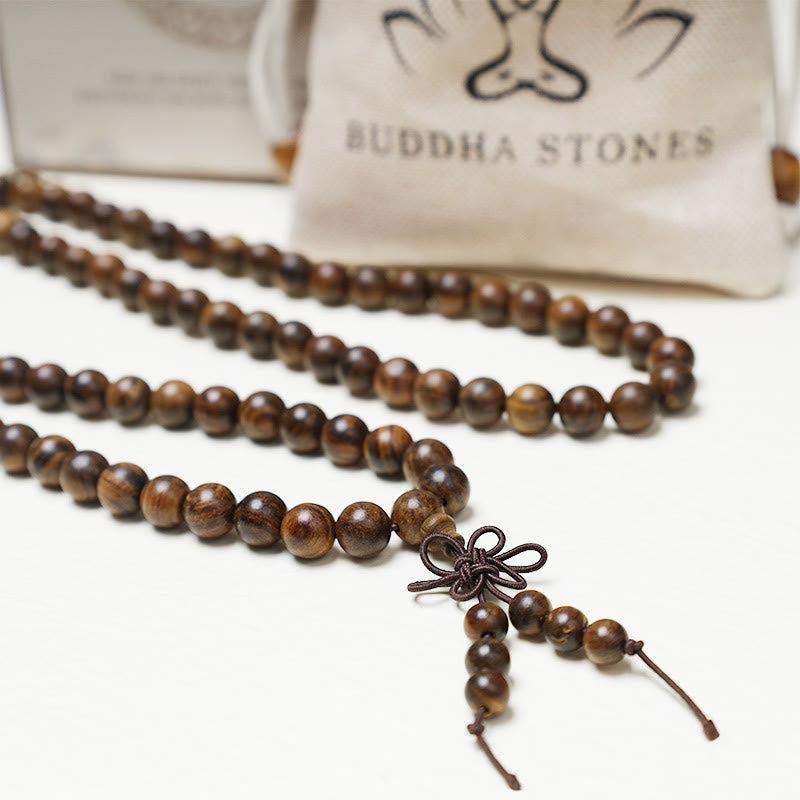 Buddha Stones 108 Mala Koraliki Bransoletka Modlitwa Medytacja Sandałowiec Elastyczny