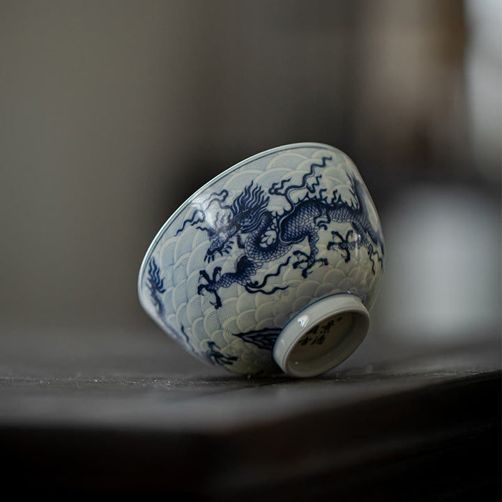 Buddha Stones Niebieski Smok Projekt Ceramiczny Filiżanka Kung Fu Filiżanki do Herbaty
