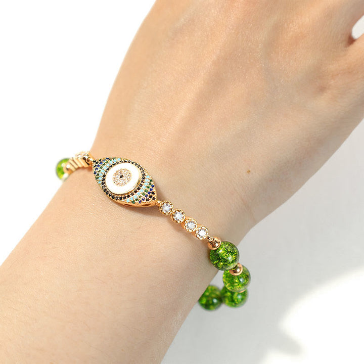 Bransoletka z Buddha Stones Naturalny Peridot Złe Oko Obfitość