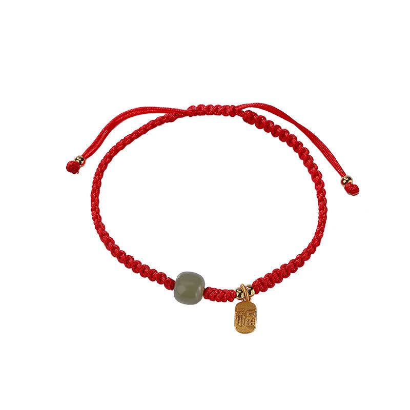Bransoletka z czerwonego sznurka z Buddha Stones 925 ze srebra próby 925 i jadeitu Hetian Blessing Wealth