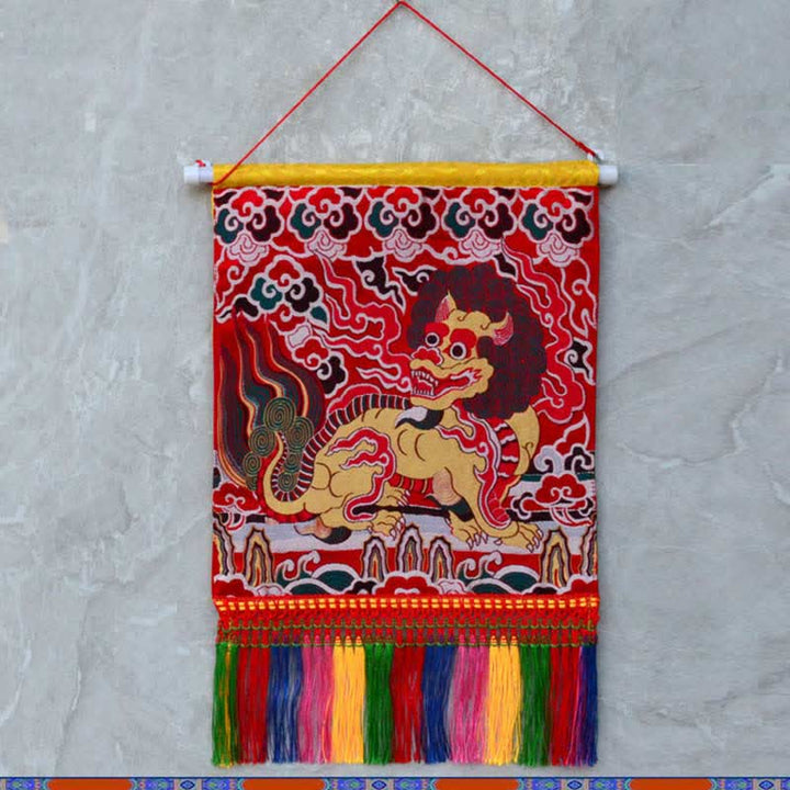 Feng Shui Kirin Duchowa Kolorowa Ścienna Sztuka Tassel