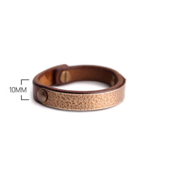 Buddha Stones Vintage Ręcznie Robione Tekstura Miedź Mosiądz Skóra Bogactwo Bransoletka Bangle