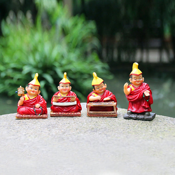 Buddha Stones malowane ręcznie tybetańskie figurki Lamy rzeźbione kreatywne ozdoby do dekoracji domu i biura