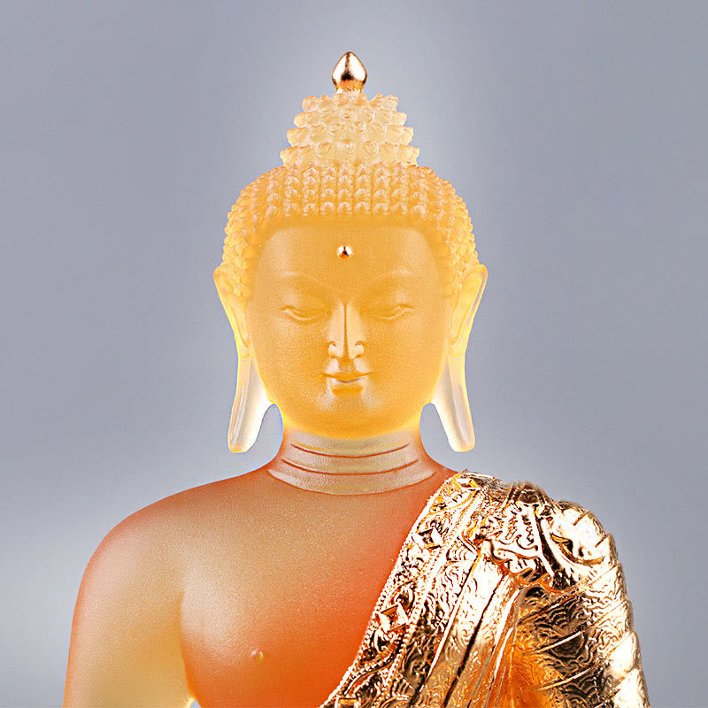Buddha Stones Figurka Buddy wykonana ręcznie Liuli Dzieło sztuki Posąg spokoju Oferta domowa Dekoracja - image 5