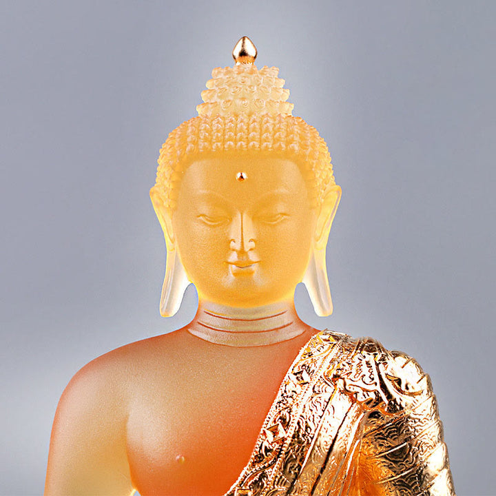 Buddha Stones Figurka Buddy wykonana ręcznie Liuli Dzieło sztuki Posąg spokoju Oferta domowa Dekoracja - image 5